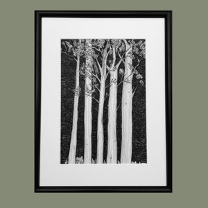 Mothers day gift, gift for dad, pen and ink art, art print, black and white art, wall art, gifts for nature lover, tree picture