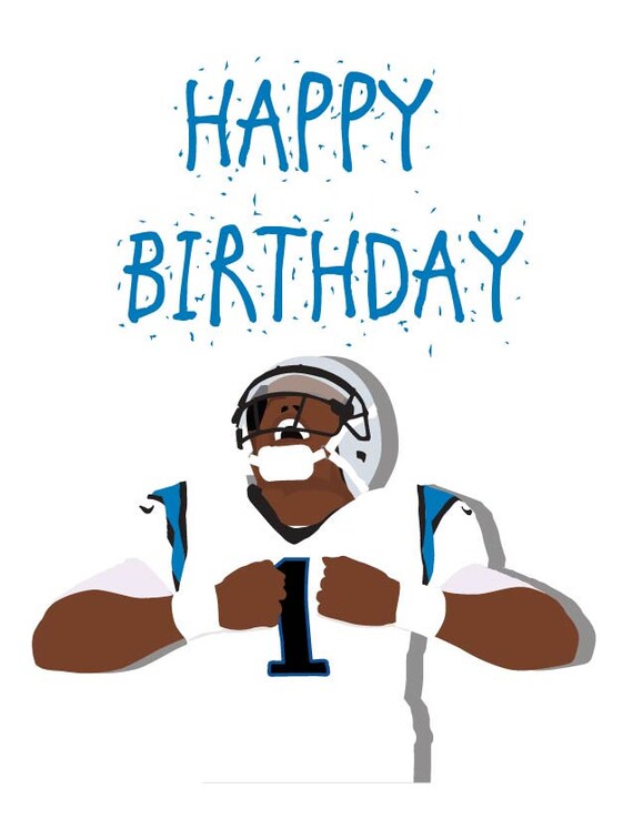 Cam Newton Happy Birthday Card Carolina Panthers Greeting Etsy