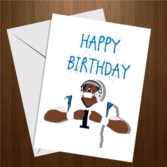 Cam Newton Happy Birthday Card Carolina Panthers Greeting Etsy