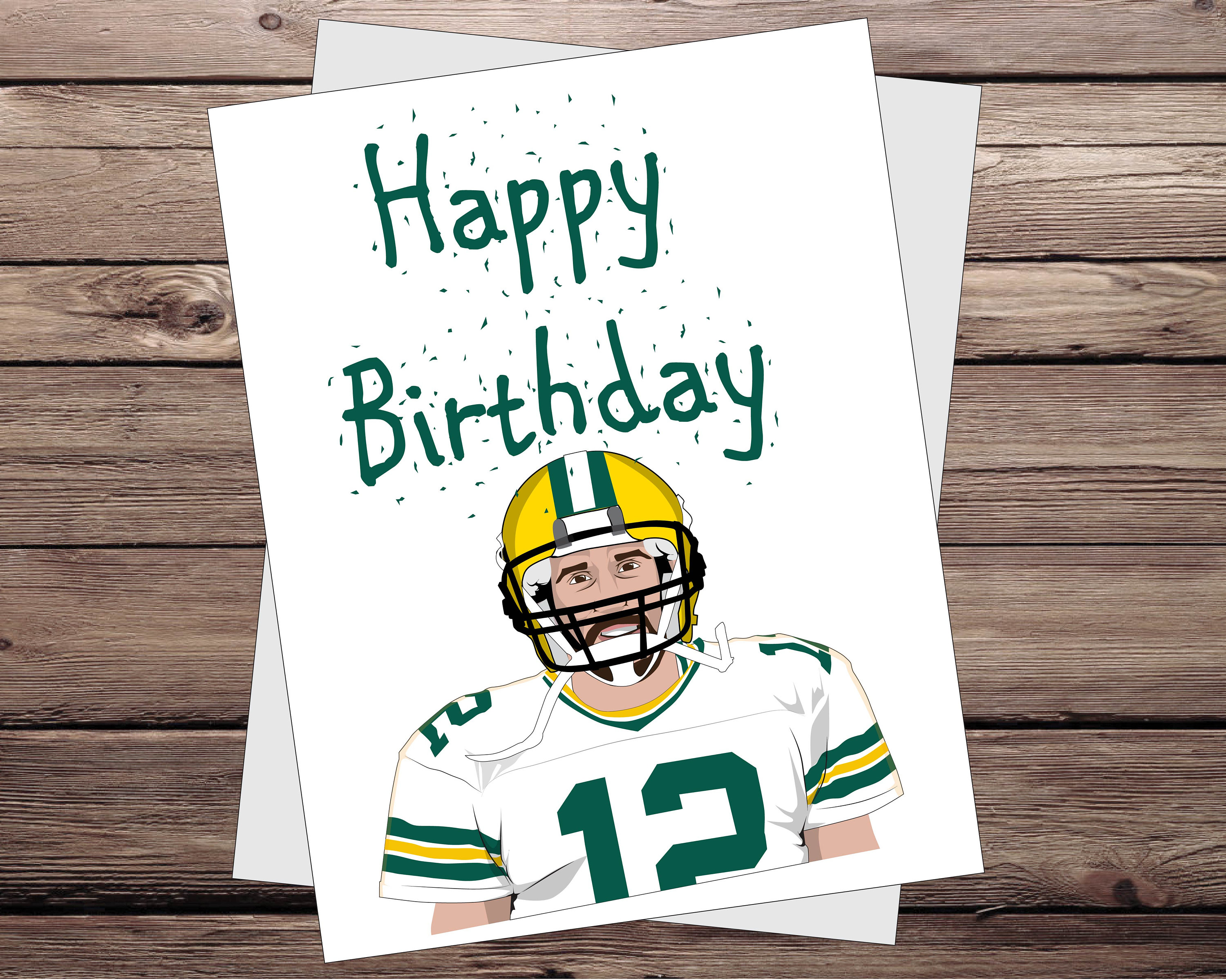 Aaron Rodgers birthday card Green Bay Packers gift Unique Etsy