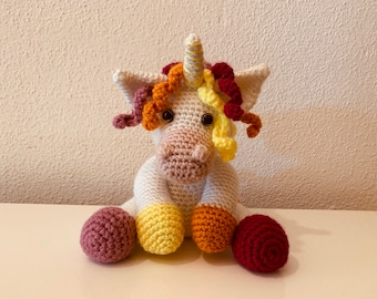 Pattern unicorn Lola crochet amigurumi colorful crochet unicorn cuddly toy crochet pattern pdf lucky charm unicorn