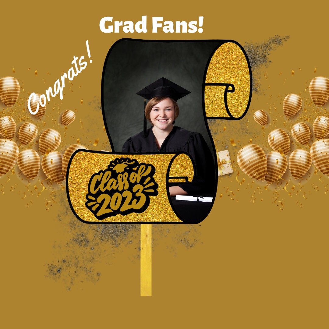 Custom Graduation Fan Hand Fan Graduation 2023 Graduation Photo Grad Partypersonalizedface