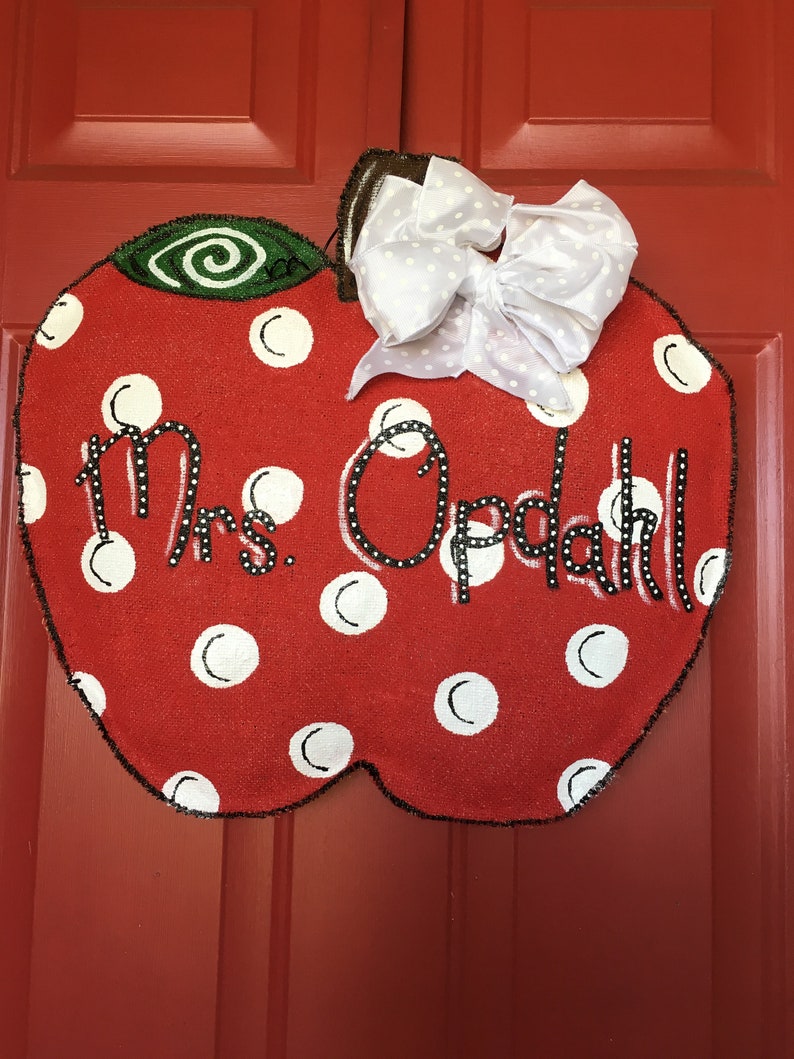 Personalize Apple Burlap Door Hanger