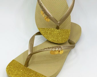 Designed Flip Flops, Glitter Flip Flops, Gladiator Sandals, Coin Shoes, Beach Flip Flops, Crystal Flip Flops, Personalized Shoes, Flip Flops