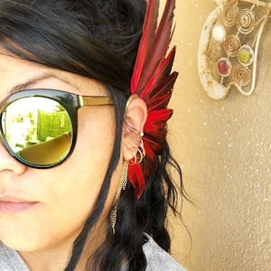 Feather Ear Cuff, Burningman Accessory, Feather Cuffs, Black Feather Ear, Festival Jewelry, Feather Jewelry, Ear Cuffs, Burning Man Jewelry