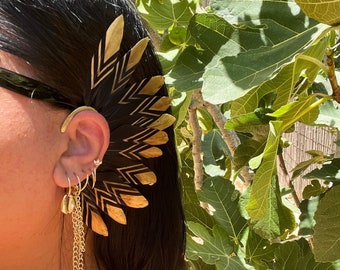 Feather Ear Cuff, Burningman Accessory, Feather Cuffs, Black Feather Ear, Festival Jewelry, Feather Jewelry, Ear Cuffs, Burning Man Jewelry