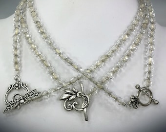 Beaded Clear Beads Toggle Choker Necklace Choose Your Favorite Clasps Style