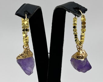 Raw Crystal Earrings, Druzy Earrings, Druzy Stone Earrings, Amethyst Earrings, Gold Filled Earrings, Druzy Amethyst, Geode Earrings, Gift