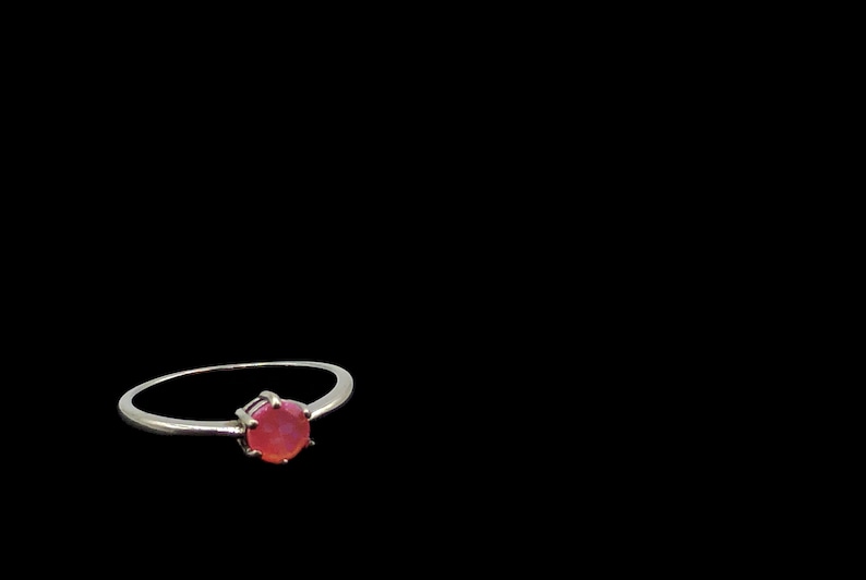 Dainty Pink Opal Ring Sterling Silver