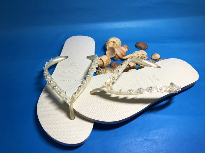 Custom Bridal Havaianas Flower Flip Flops Shoes