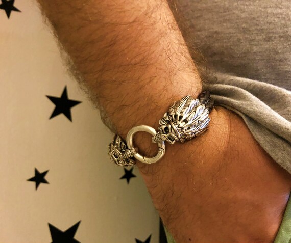 Genuine Leather Rope Skull Headdress Bracelet
