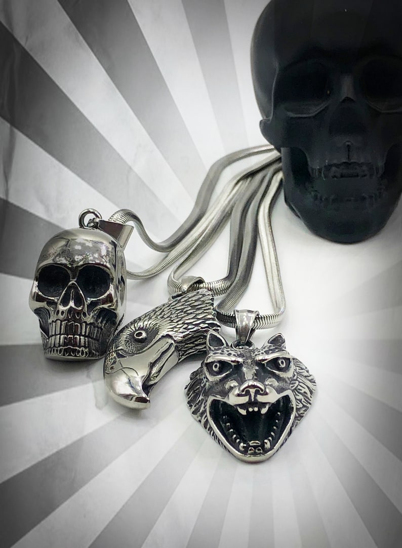 Eagle Necklace Wolf Necklace Choose Your Favorite Pendant - Skull Necklace Stainless Steel