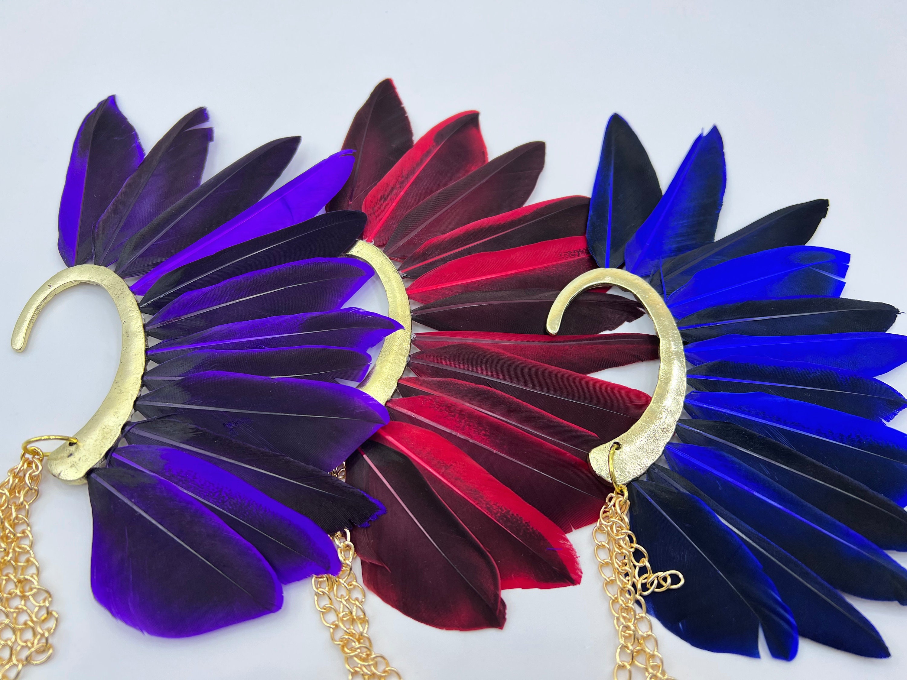 Feather Ear Cuff, Blue Feather Cuff, Red Feather Cuff  display picture 1