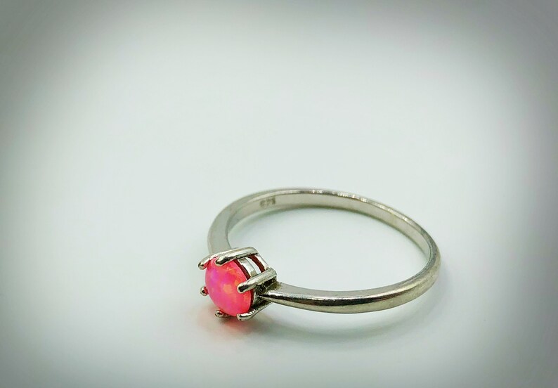 Dainty Pink Opal Ring Sterling Silver