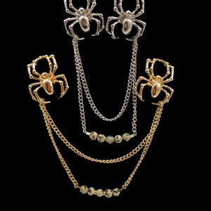 Spider Brooch Collar, Collar Pins, Spider Jewelry, Gemstone Brooch ...