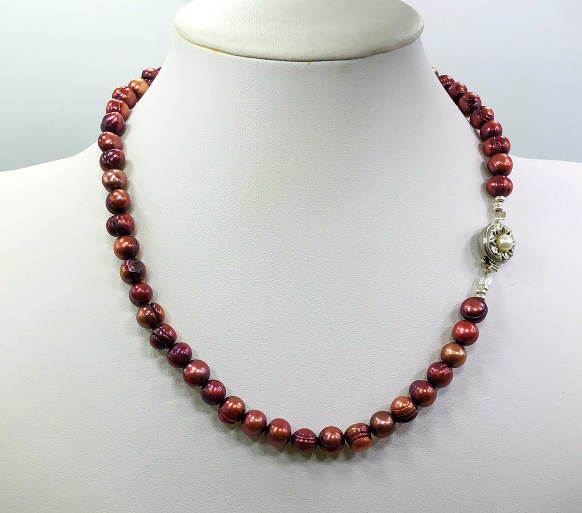 Beautiful Natural Red Pearl Necklace Etsy