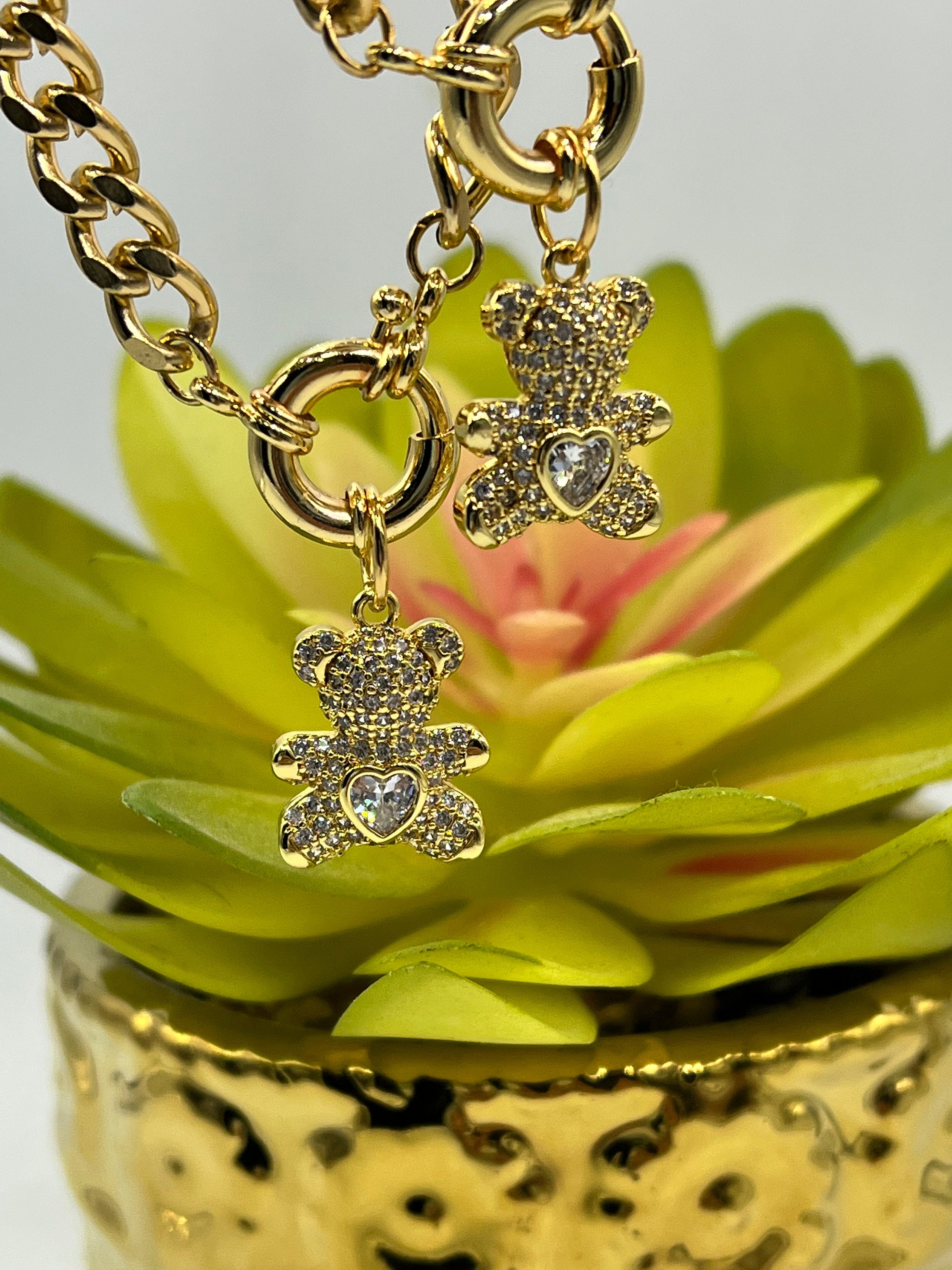 Teddy Bear Necklace Iced Bear Pendant Bear Cubic Zirconia Etsy