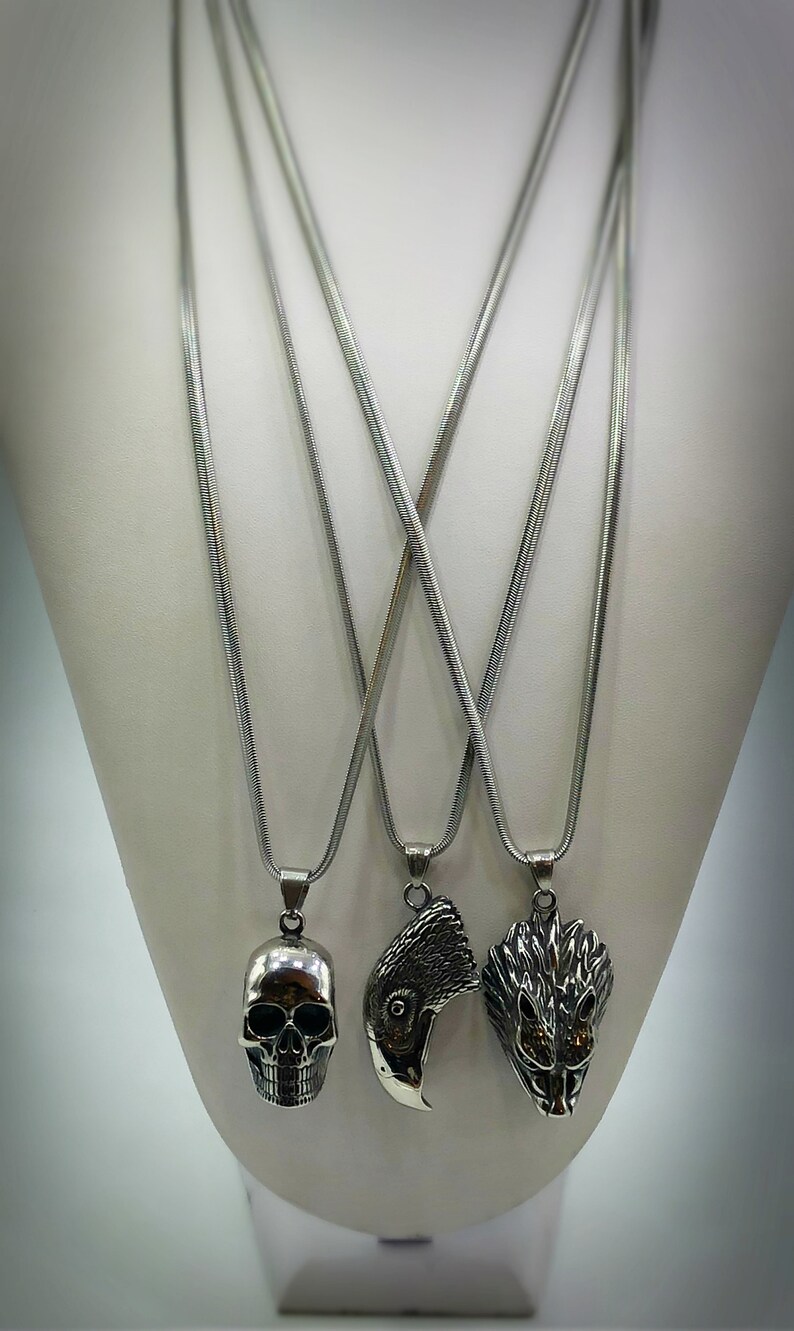 Eagle Necklace Wolf Necklace Choose Your Favorite Pendant - Skull Necklace Stainless Steel