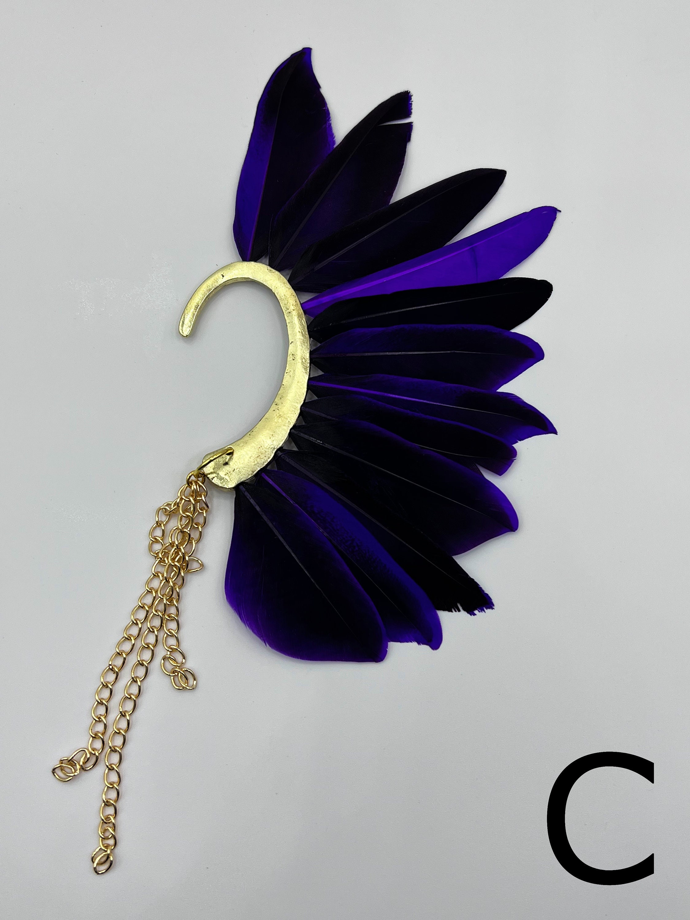 Feather Ear Cuff, Blue Feather Cuff, Red Feather Cuff  display picture 2