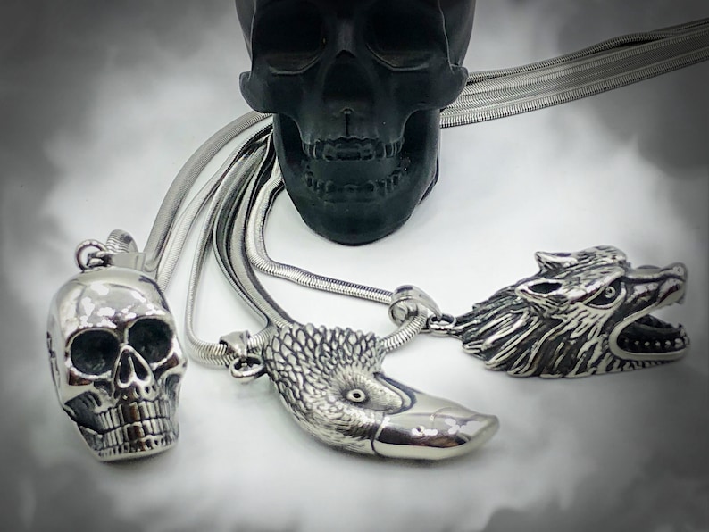 Eagle Necklace Wolf Necklace Choose Your Favorite Pendant - Skull Necklace Stainless Steel