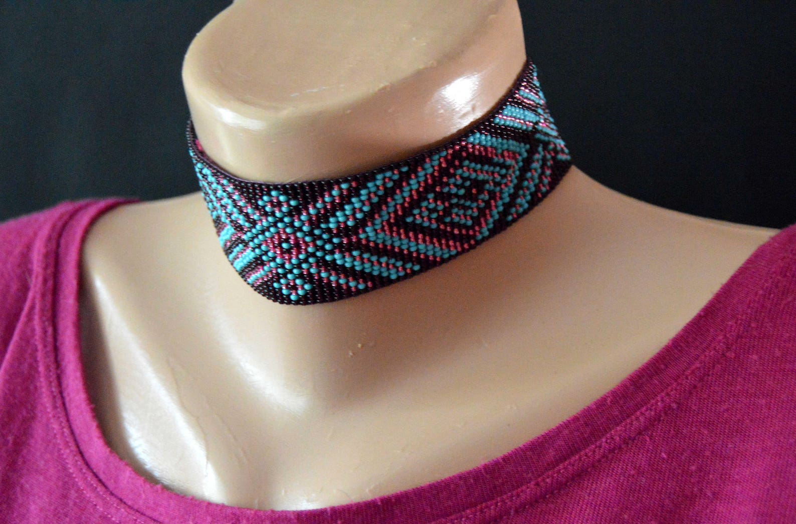 Beaded choker seed bead headband Etsy