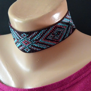 Beaded choker, seed bead headband