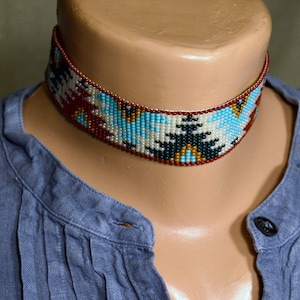 Beaded Choker Necklace, Ornament seed bead necklace, Ethnick choker