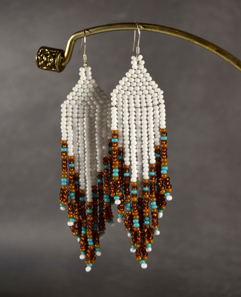 Long Seed Bead Fringe Earrings Etsy