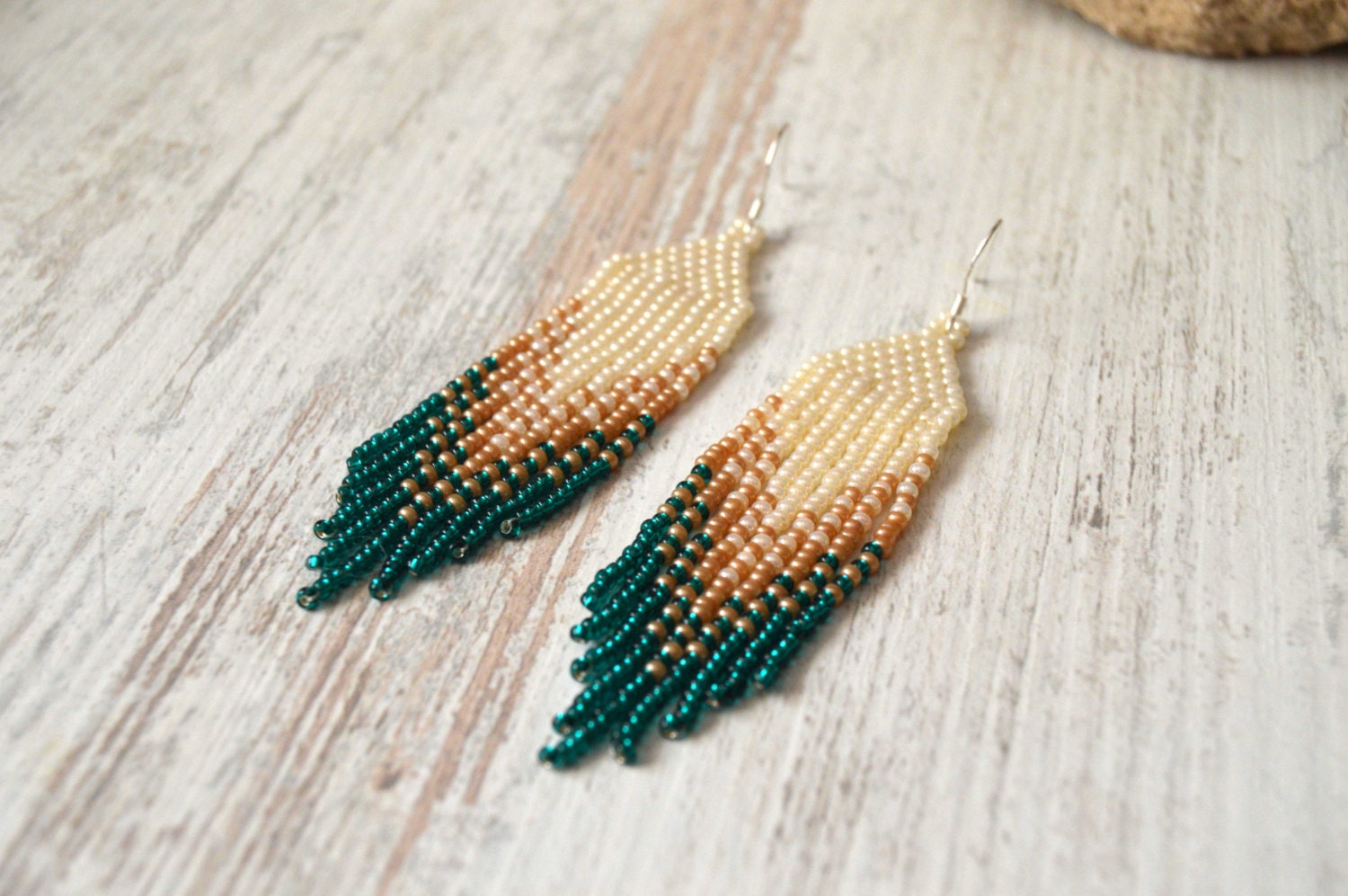 Seed Bead Fringe Earrings, Boho Earrings - Etsy