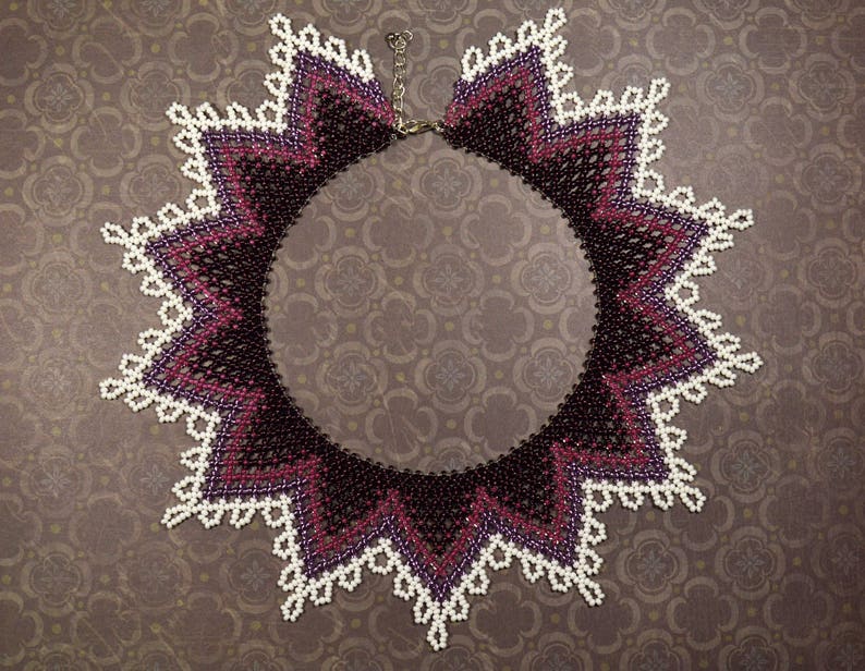 Beaded Choker Necklace, Gradient Beadwork Collar Necklace - Etsy