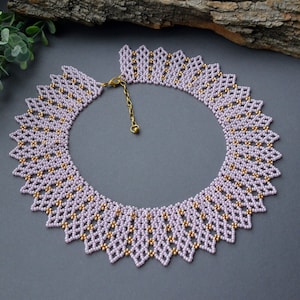 Collar necklace, RBG Ruth Bader Ginsburg Beaded collar, Victorian style Beaded necklace, Light pink Gold beaded necklace