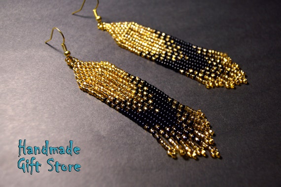 Black bead earrings deals