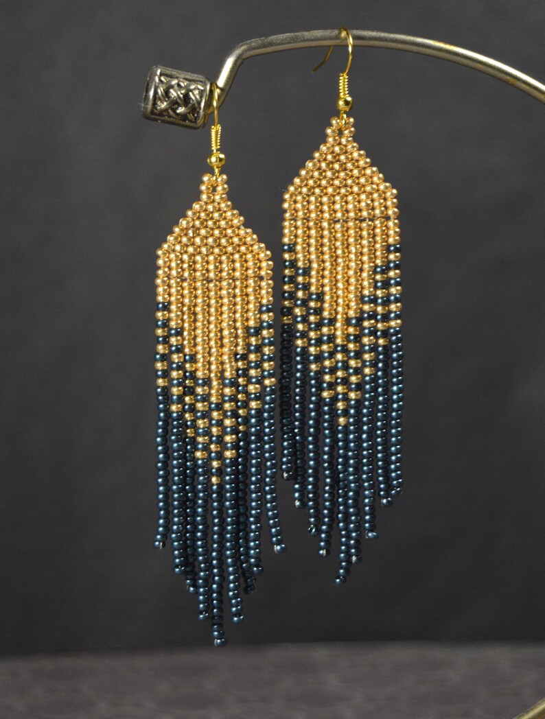 Emerald and Gold Beaded Earrings Etsy