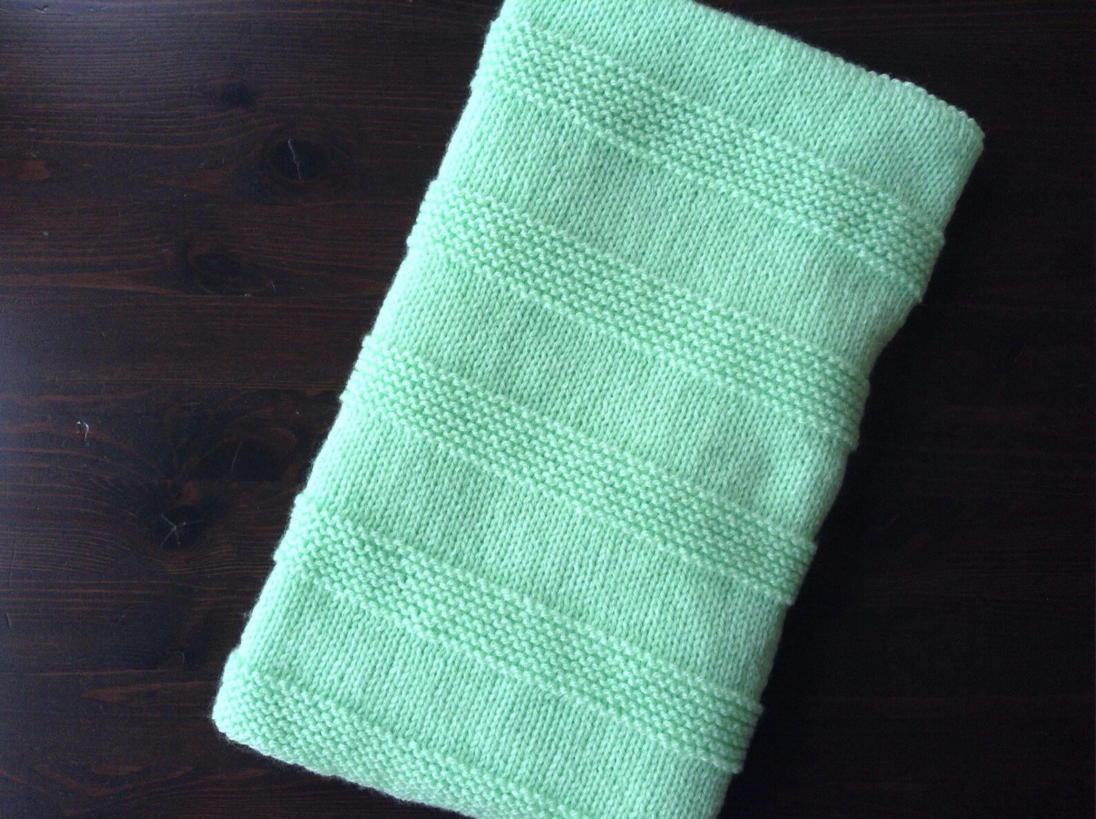 Hand Knit Blanket Green Raised Stripe Etsy Canada