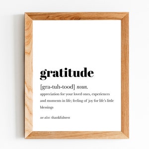 Gratitude Sign Printable, Gratitude Definition, Gratitude Printable, Gratitude Print, Gratitude Poster, Gratitude Wall Art, DIGITAL DOWNLOAD