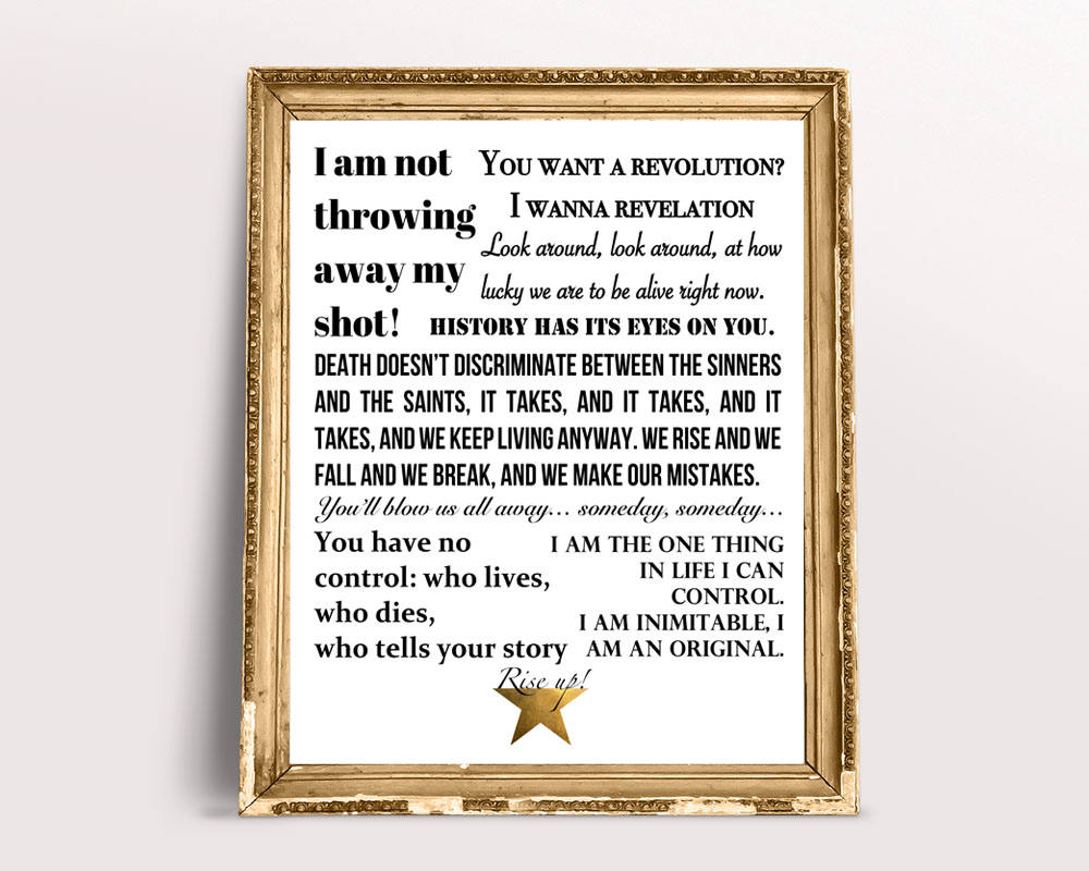 Hamilton the Musical Quotes /Lyrics Poster Black and Gold | Etsy