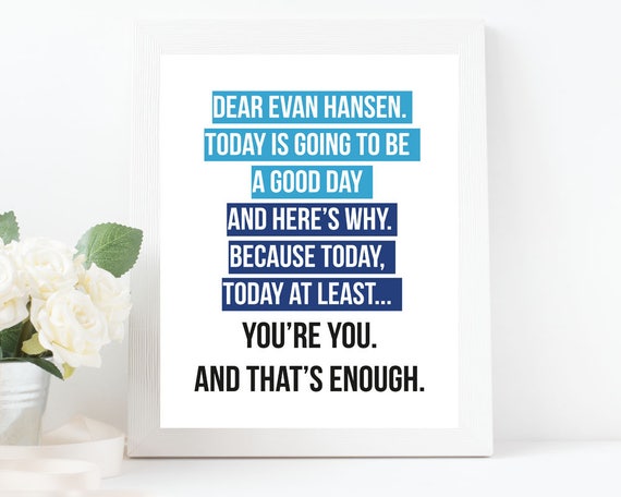 DEAR EVAN HANSEN MUSICAL LYRICS A4 SIZED FRAMED WALL ART FAN GIFT