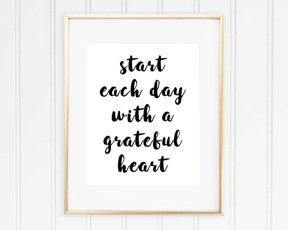 Start Each Day With a Grateful Heart Print Inspirational Wall - Etsy