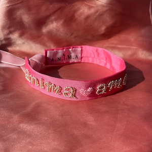 Elegant Taffeta Embroidered Choker - Unique Textile Jewelry Piece, necklaces, amor, love, anima, stella, embroidered words, hand made