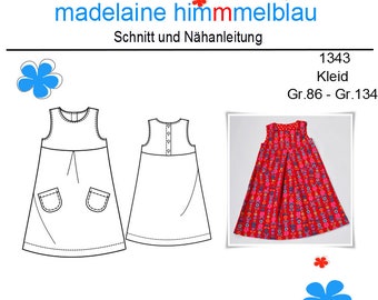 1343 Schnittmuster Mädchenkleid Kinderkleid Sommerkleid Mädchen Kleid Gr.86-134 PDF Download