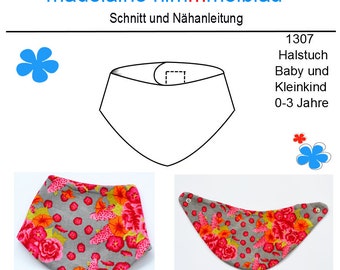 1307 Schnittmuster Babyhalstuch Kleinkind Halstuch Dreieckstuch Banyparty Geburt 0-3 Jahre PDF Download