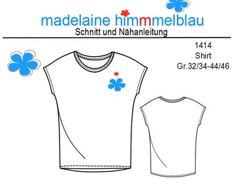 1414 Schnittmuster Damenshirt tshirt kurzarm Damen Frauen Gr. 32/34 - 44/46 PDF Download Schnittmuster Nähanleitung