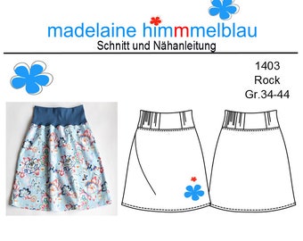 1403 Schnittmuster Damenrock einfacher Rock Sommerrock Damen Frauen Gr.34-44 PDF Download