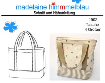 1502 Schnittmuster Nähanleitung Shopper Tasche S - M - L - X  Größen PDF Download