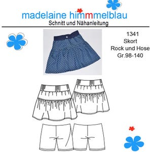 ebook Schnittmuster Mädchen Rock Hose Gr.98-140 / Sommerrock / Skort / #1341 PDF Download Nähanleitung