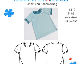 1312 Schnittmuster Kindershirt Babyshirt Baby Mädchen Mädchenshirt Junge Jungsshirt Kleinkind kurzarm nähen Gr.62-92 PDF Download