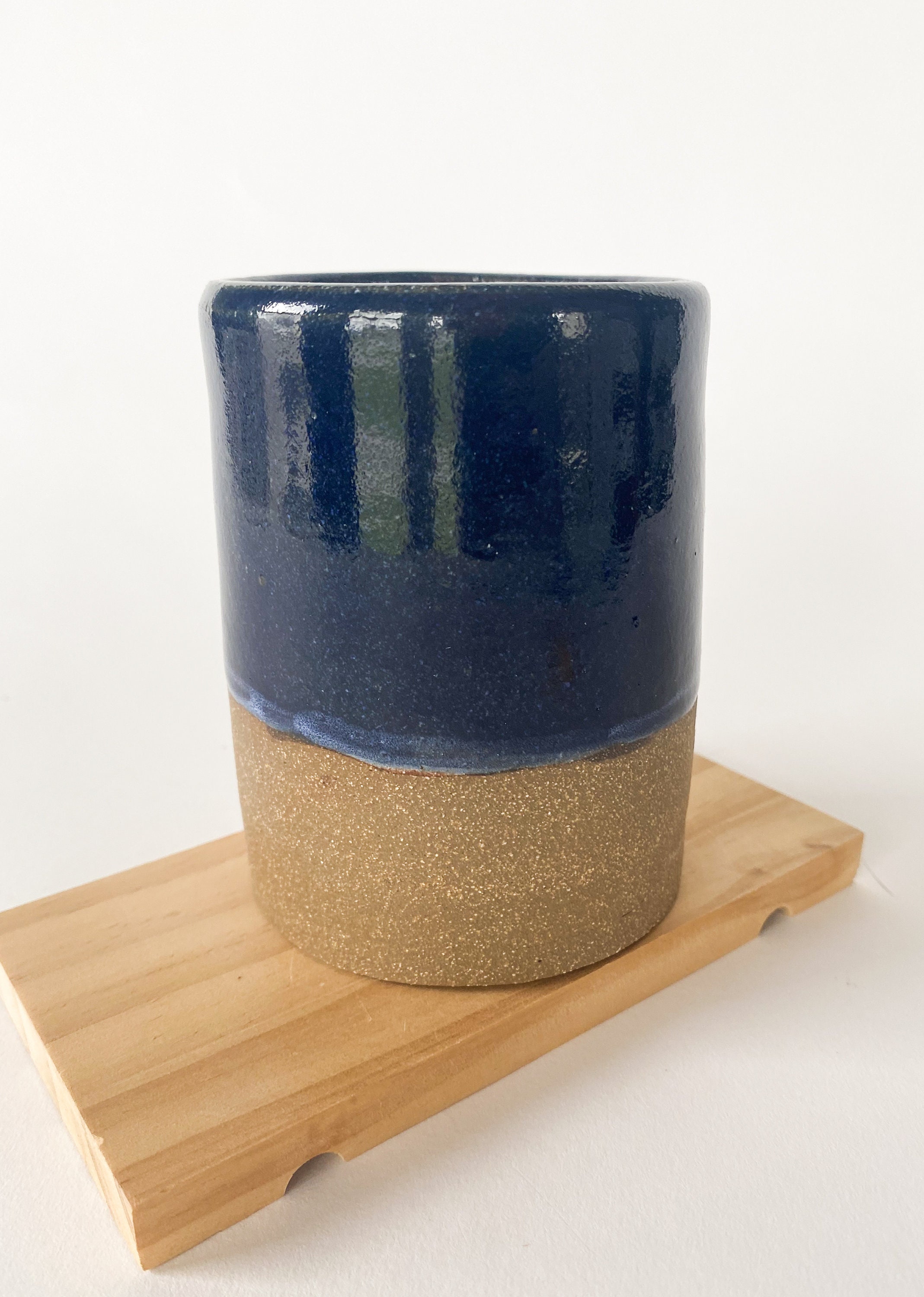 12oz Handmade Ceramic Tumbler Blue Glazed Ceramic Tumbler Etsy