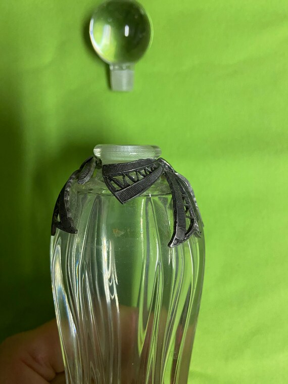 Antique Scent Perfume Bottles With Pewter Accents Gem