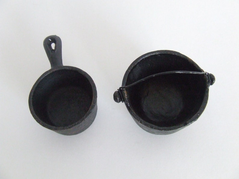 Vintage dollhouse miniature black cast iron cooking pots Etsy