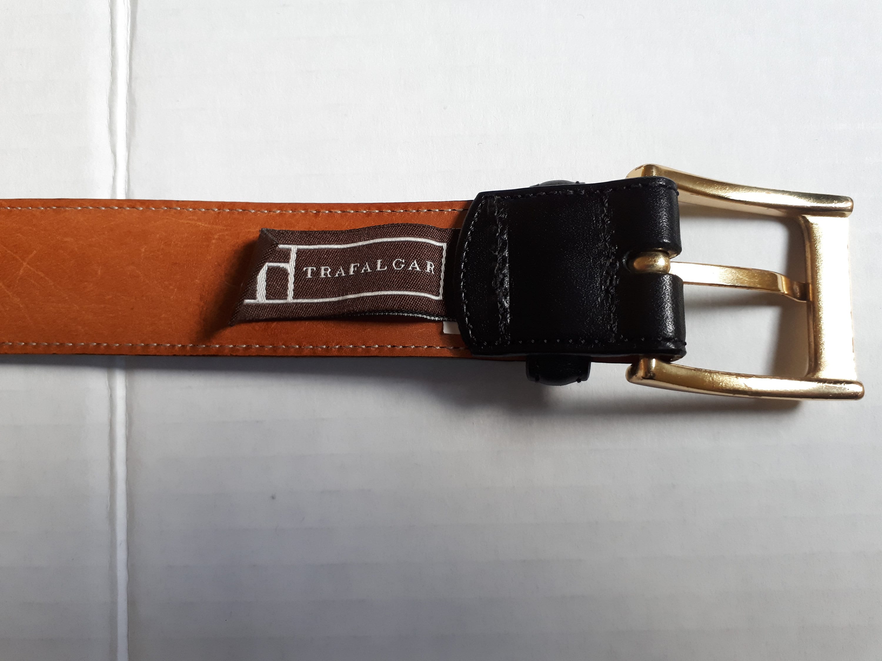 Trafalgar black leather belt with brass buckle size 34 hand Etsy